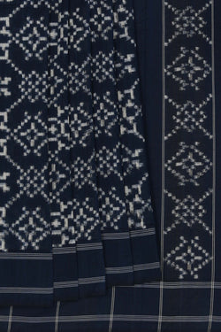 Image of Pochampally Ikat Blueberry Blue Saree