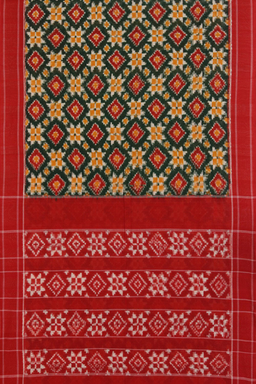 Image of Pochampally Ikat Green Saree