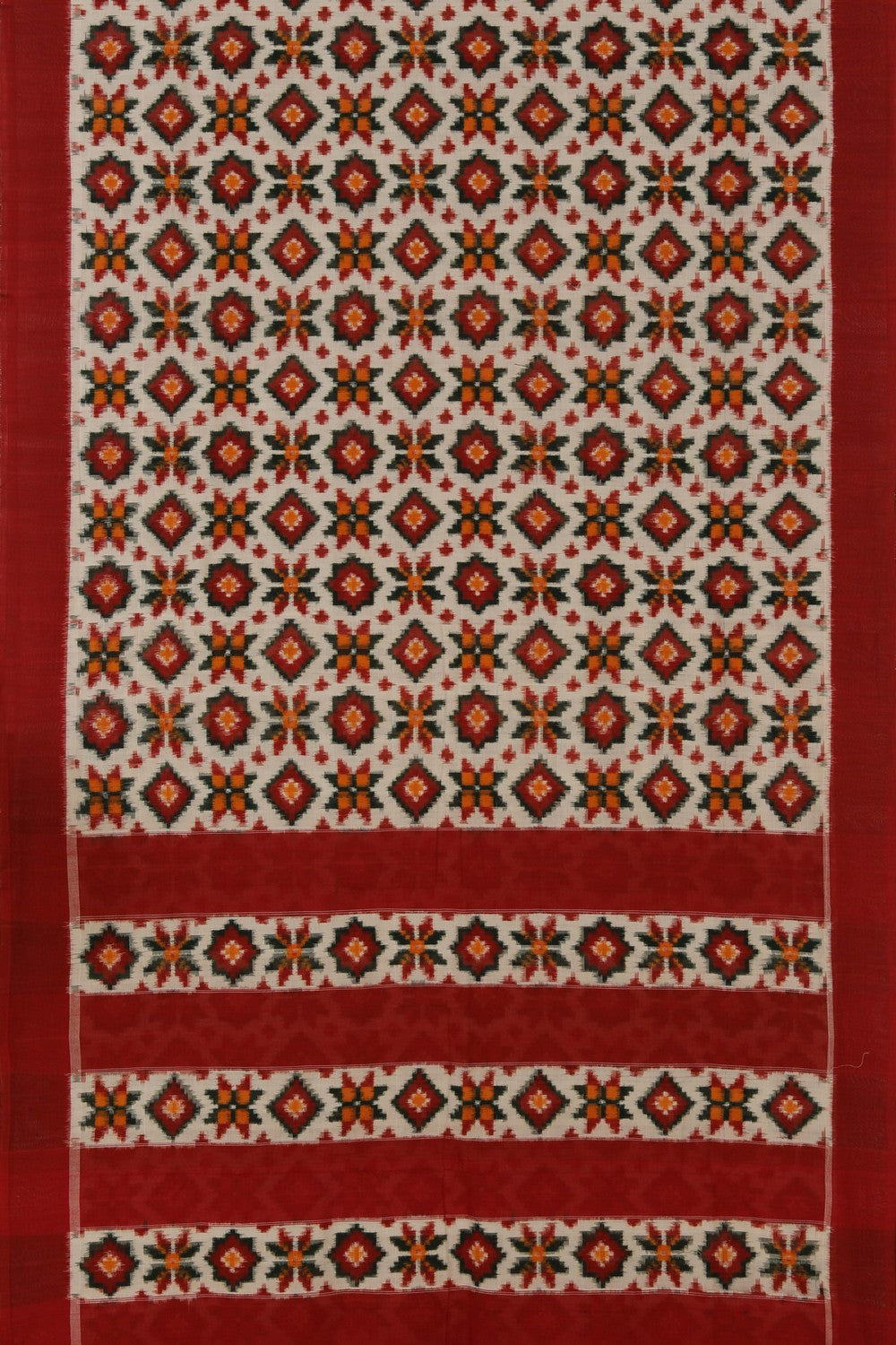 Pochampally Ikat Off-White Saree