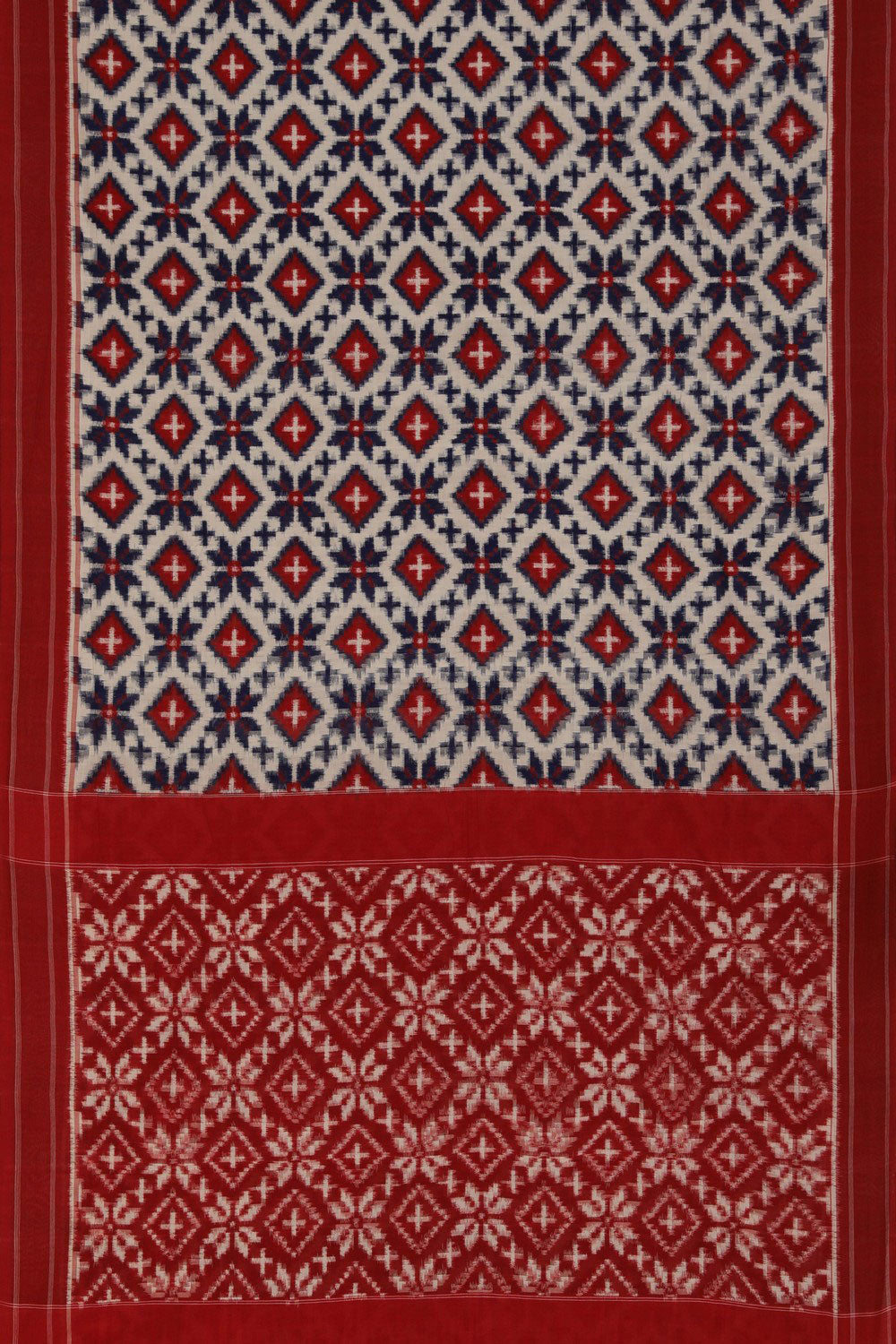 Image of Pochampally Ikat Off-White Saree