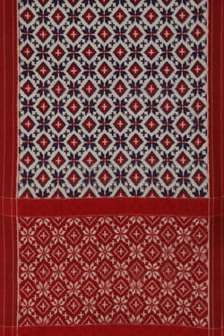 Image of Pochampally Ikat Off-White Saree