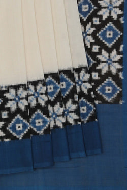Image of Pochampally Ikat Off-White Saree
