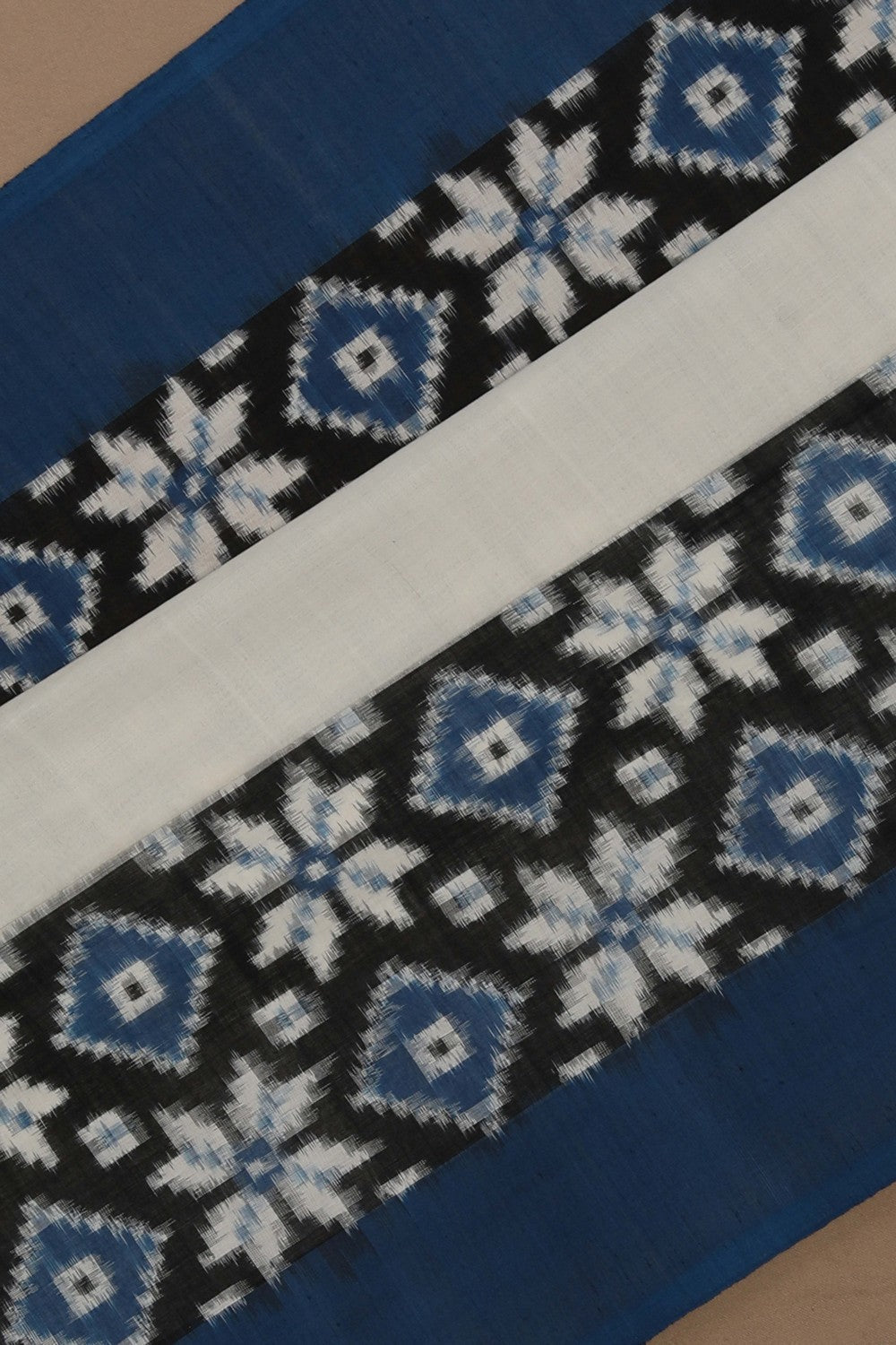Pochampally Ikat Off-White Saree