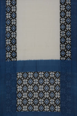 Image of Pochampally Ikat Off-White Saree
