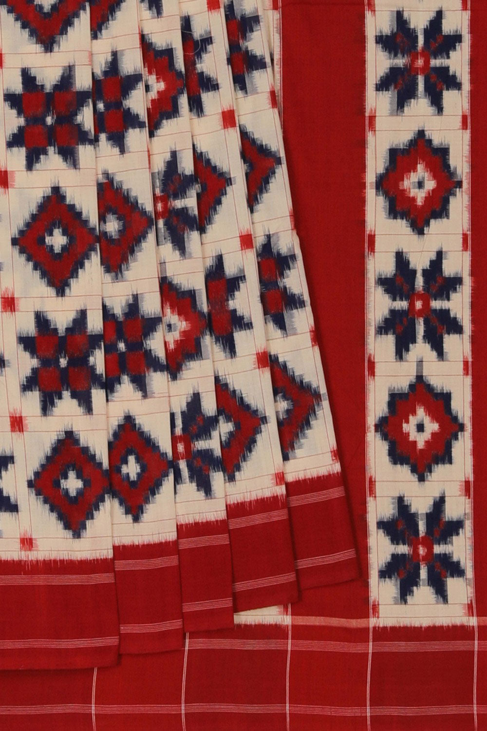 Image of Pochampally Ikat Off-White Saree