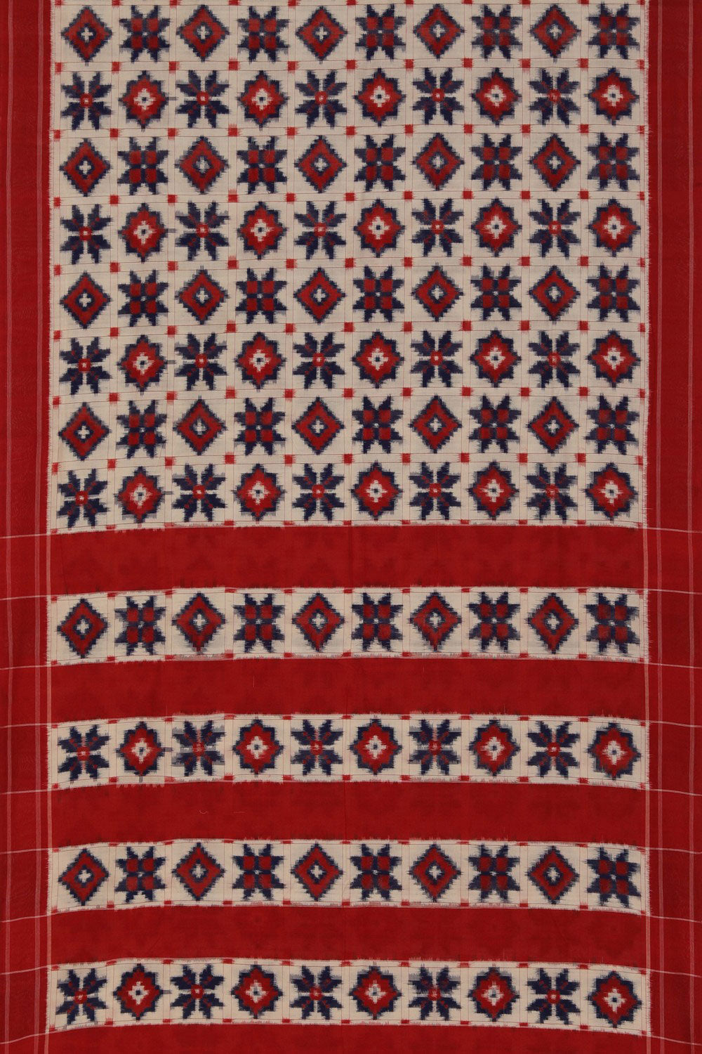 Image of Pochampally Ikat Off-White Saree