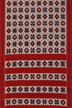 Image of Pochampally Ikat Off-White Saree