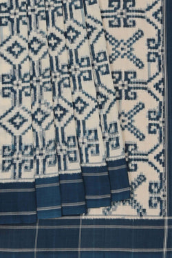 Image of Pochampally Ikat Off-White Saree