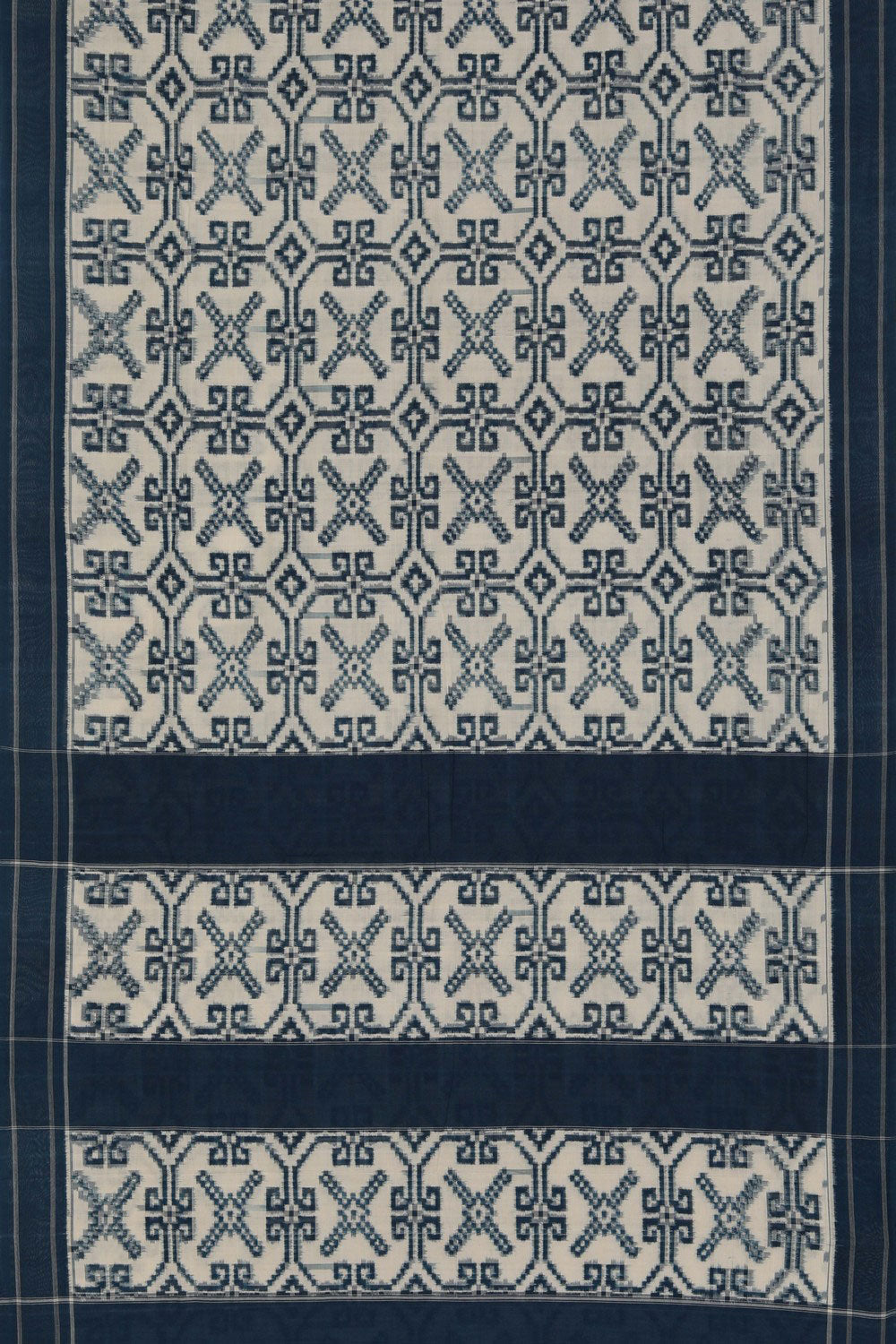 Image of Pochampally Ikat Off-White Saree