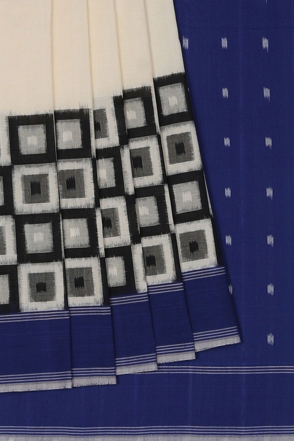 Image of Pochampally Ikat Off White Saree