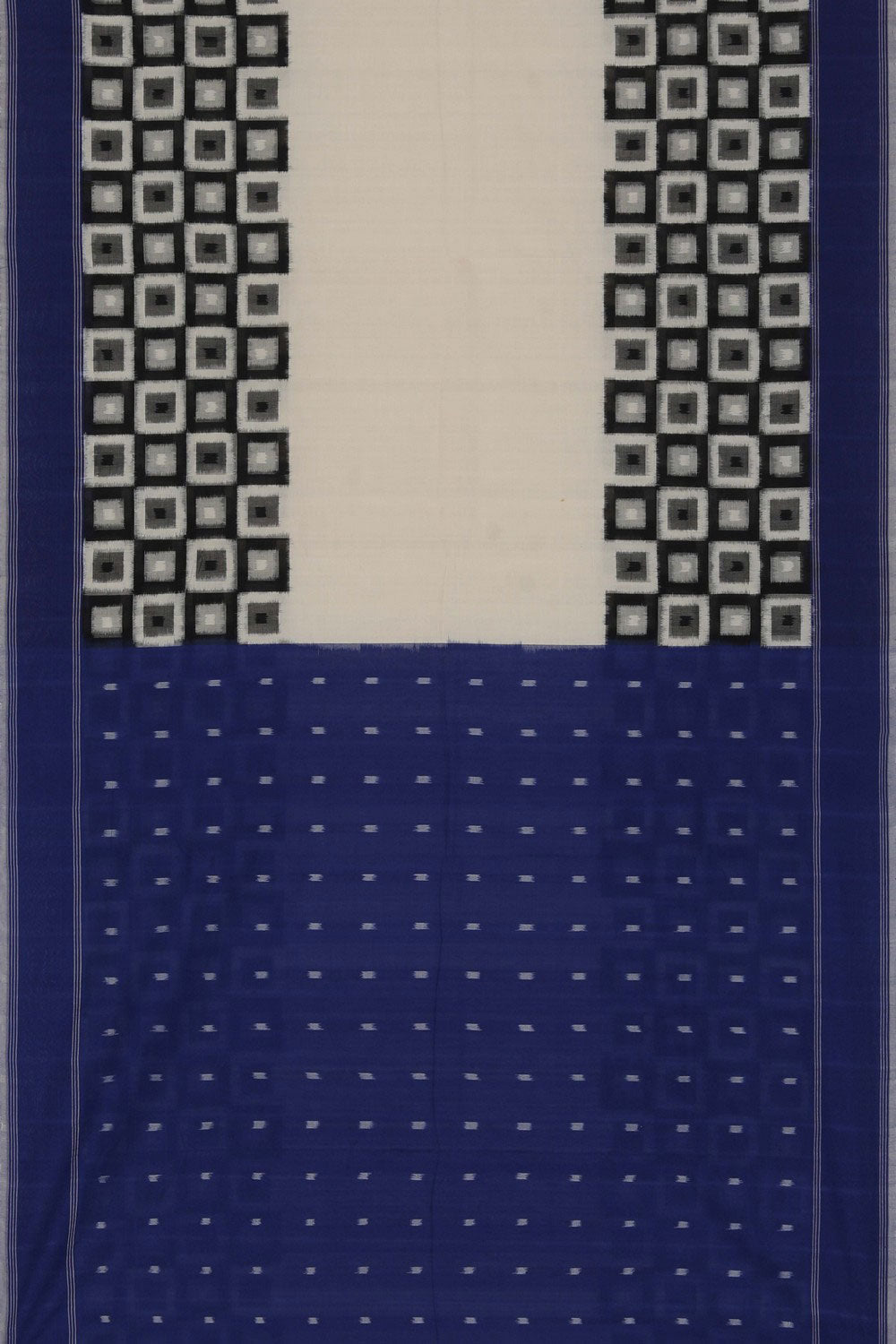 Image of Pochampally Ikat Off White Saree