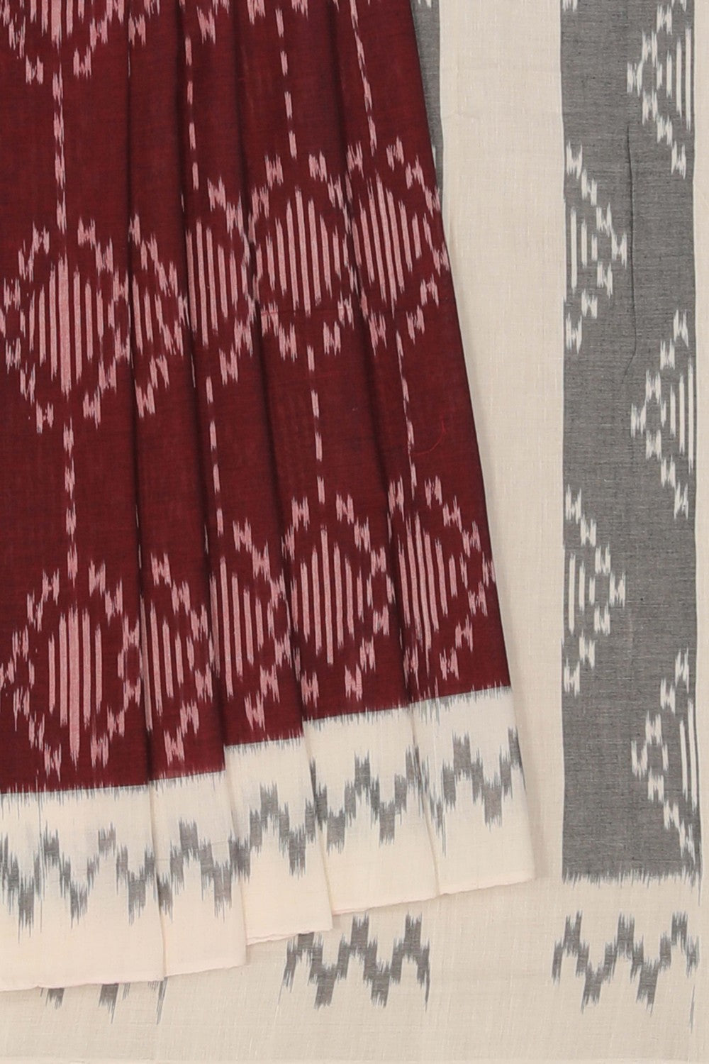 Pochampally Ikat Earthy Maroon Saree