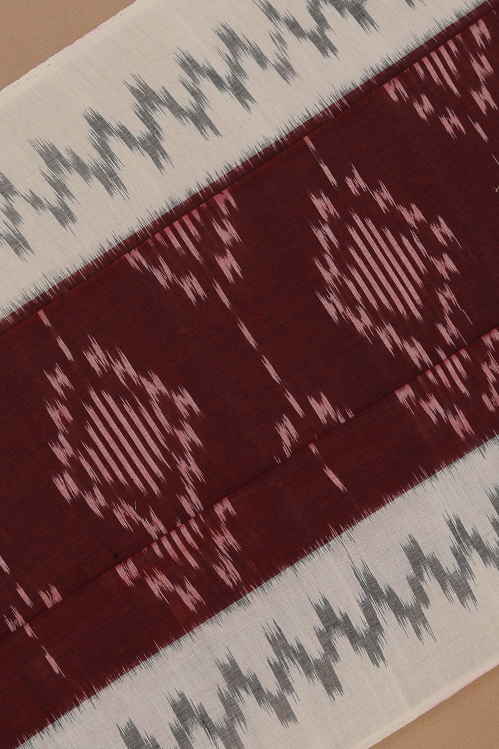 Image of Pochampally Ikat Earthy Maroon Saree
