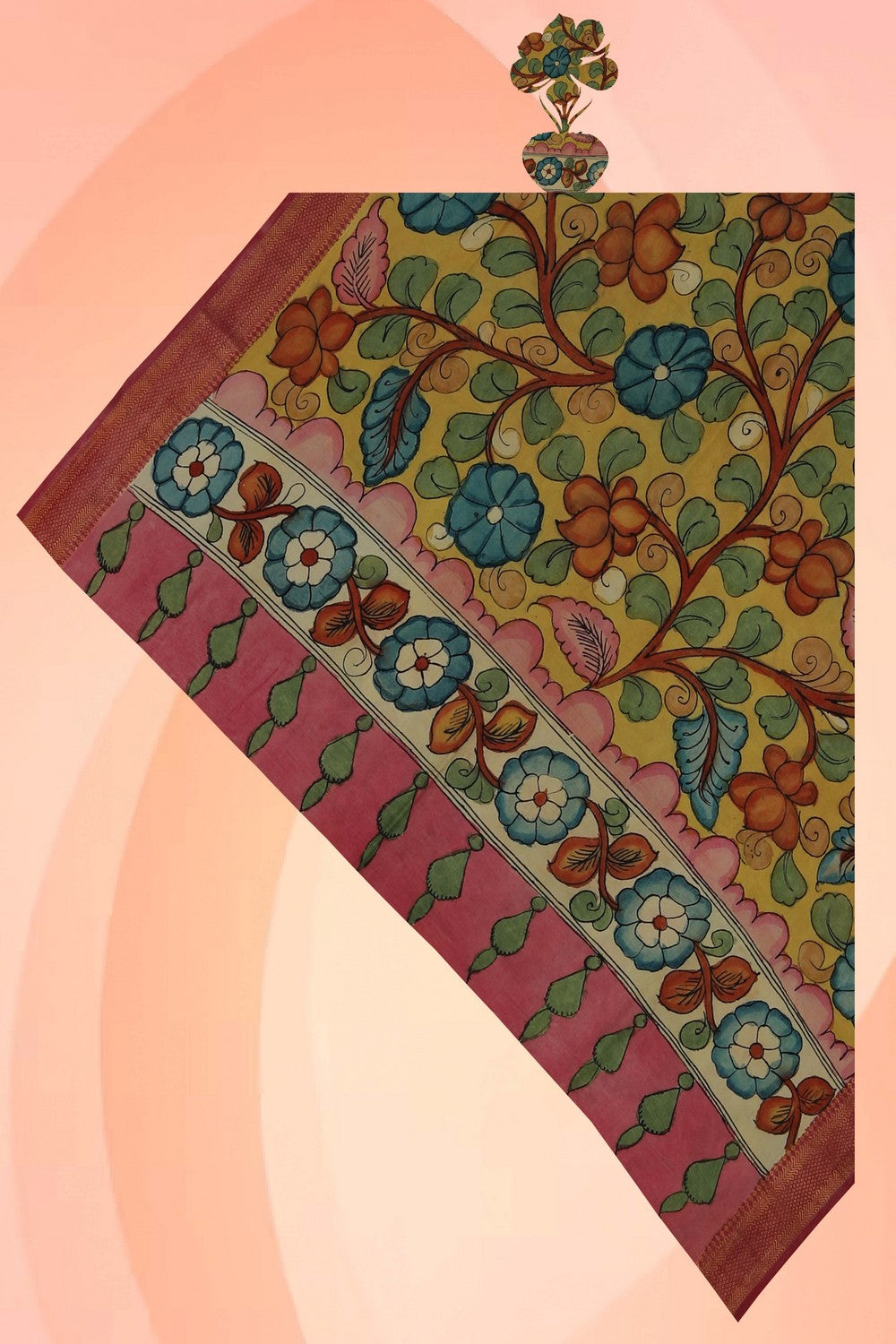 Image of Kalamkari Hand-Painted Dupatta