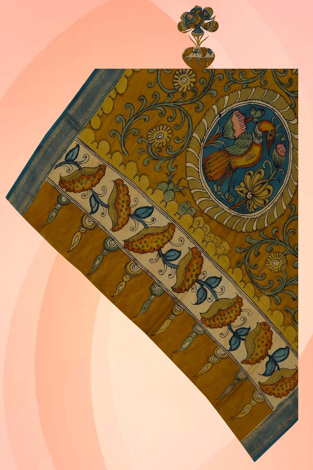 Image of Kalamkari Hand-Painted Dupatta