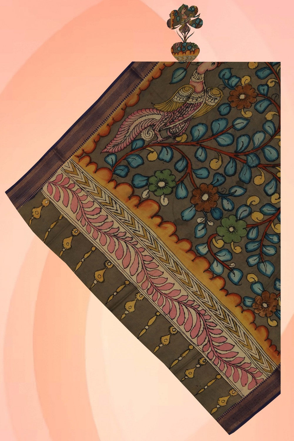 Image of Kalamkari Hand-Painted Dupatta