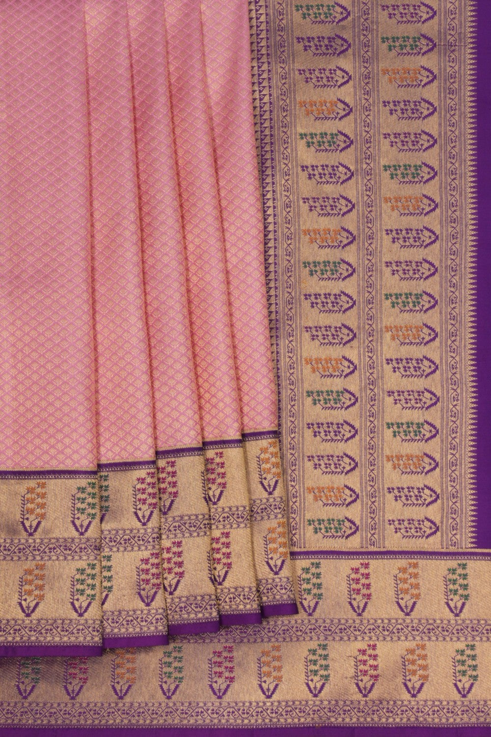 Image of Kanchipattu Pink Brocade Saree