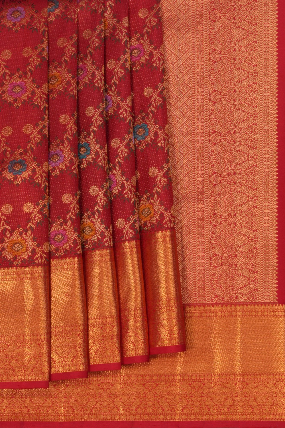 Image of Kanchipattu Red Brocade Saree