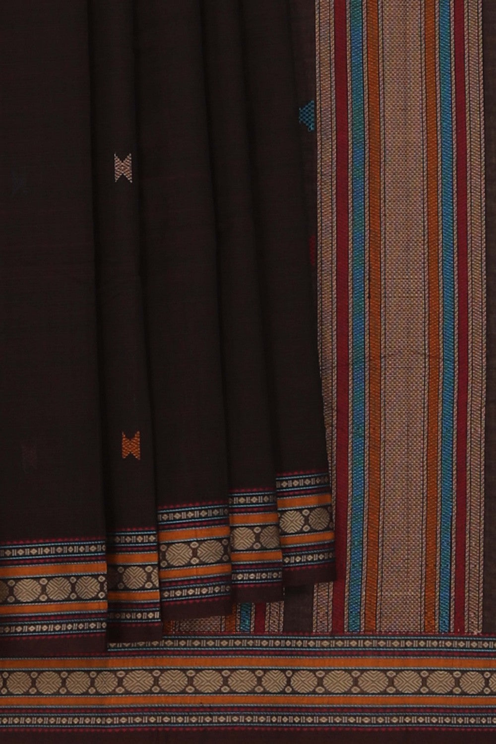 Kanchi Cotton Brown Saree