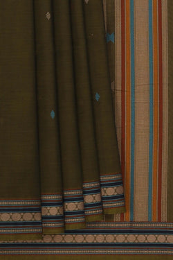 Image of Kanchi Cotton Moss Green Saree
