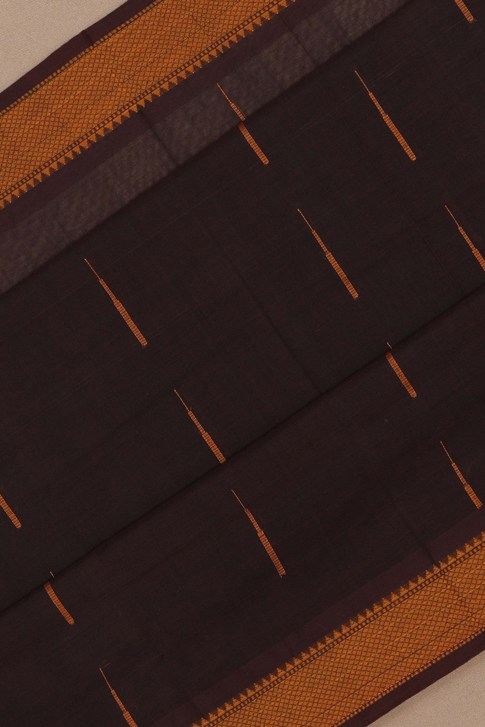 Kanchi Cotton Brown Saree