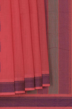 Image of Kanchi Cotton Coral Pink Saree
