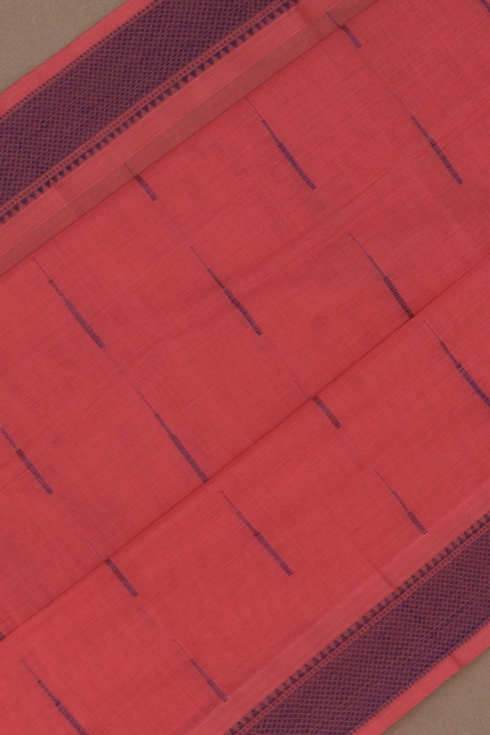 Kanchi Cotton Coral Pink Saree