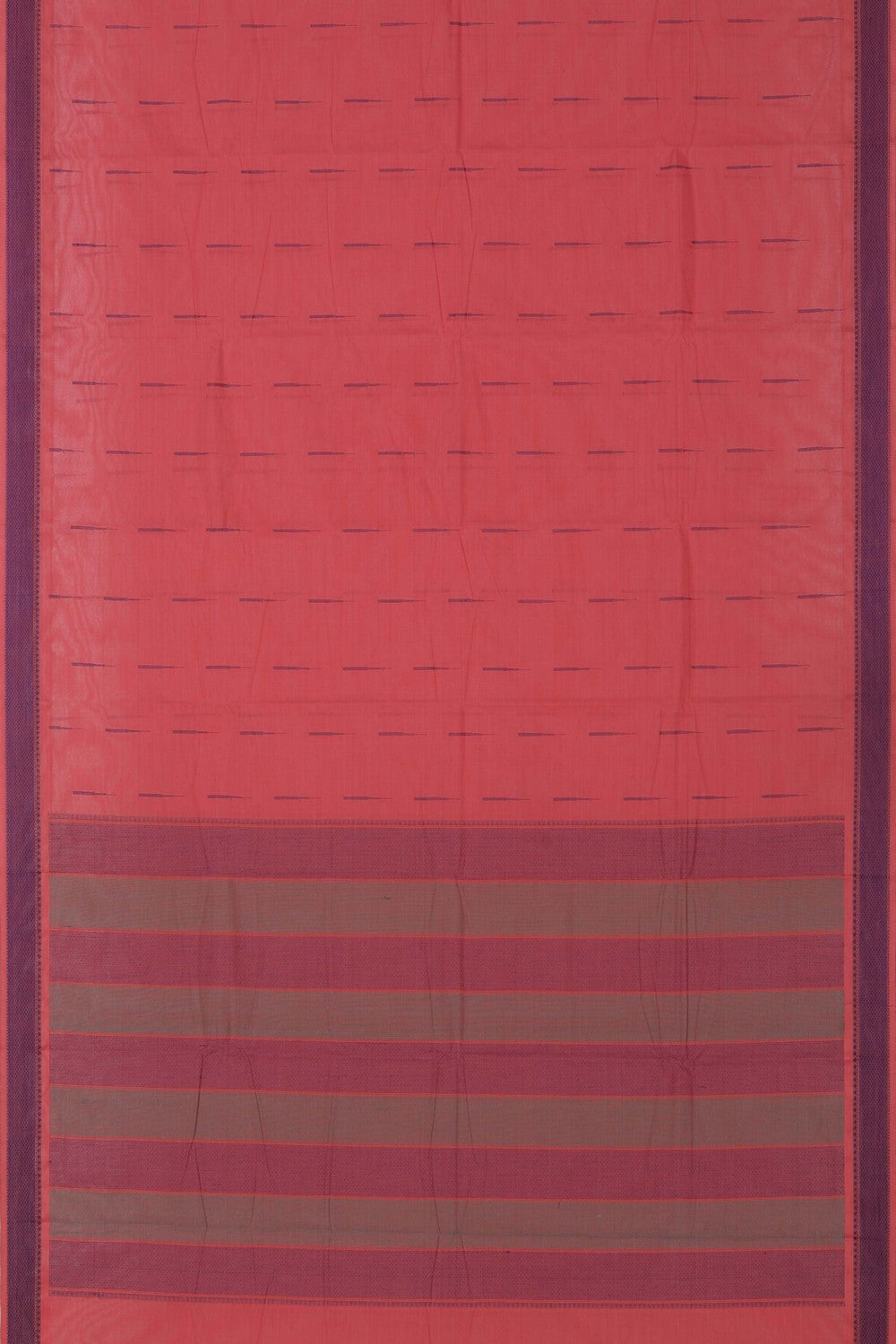 Kanchi Cotton Coral Pink Saree