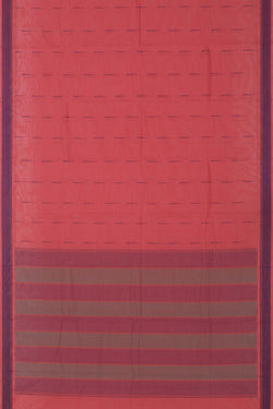 Image of Kanchi Cotton Coral Pink Saree