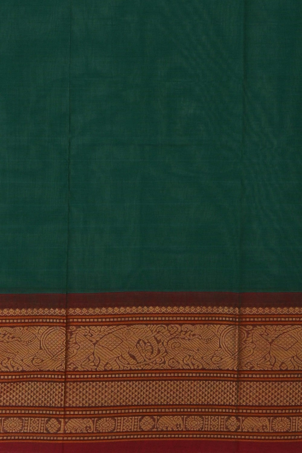 Image of Kanchi Cotton Kattam Green Saree