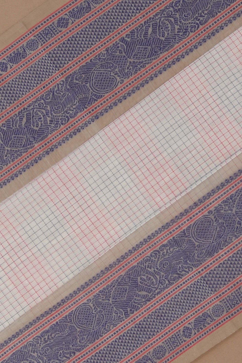 Image of Kanchi Cotton Kattam Off White Saree