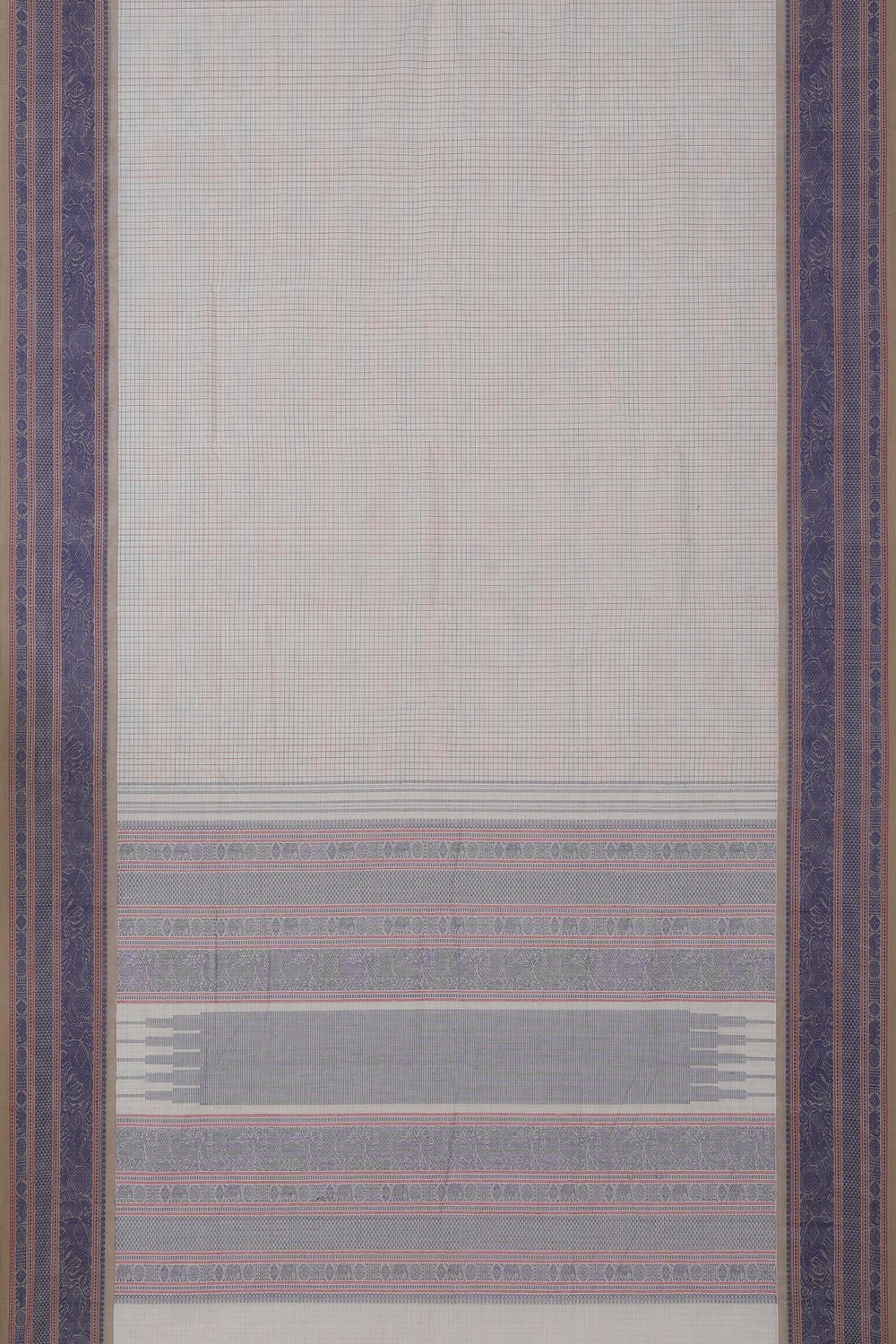 Image of Kanchi Cotton Kattam Off White Saree