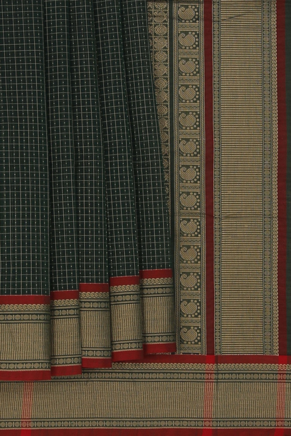 Kanchi Cotton Kattam Green Saree