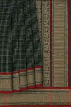 Image of Kanchi Cotton Kattam Green Saree