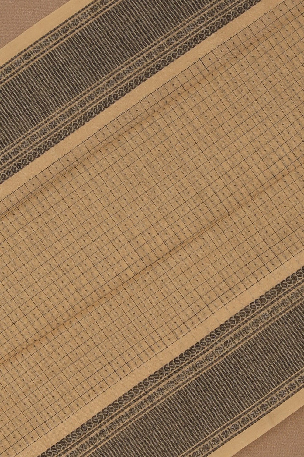 Kanchi Cotton Kattam Beige Saree