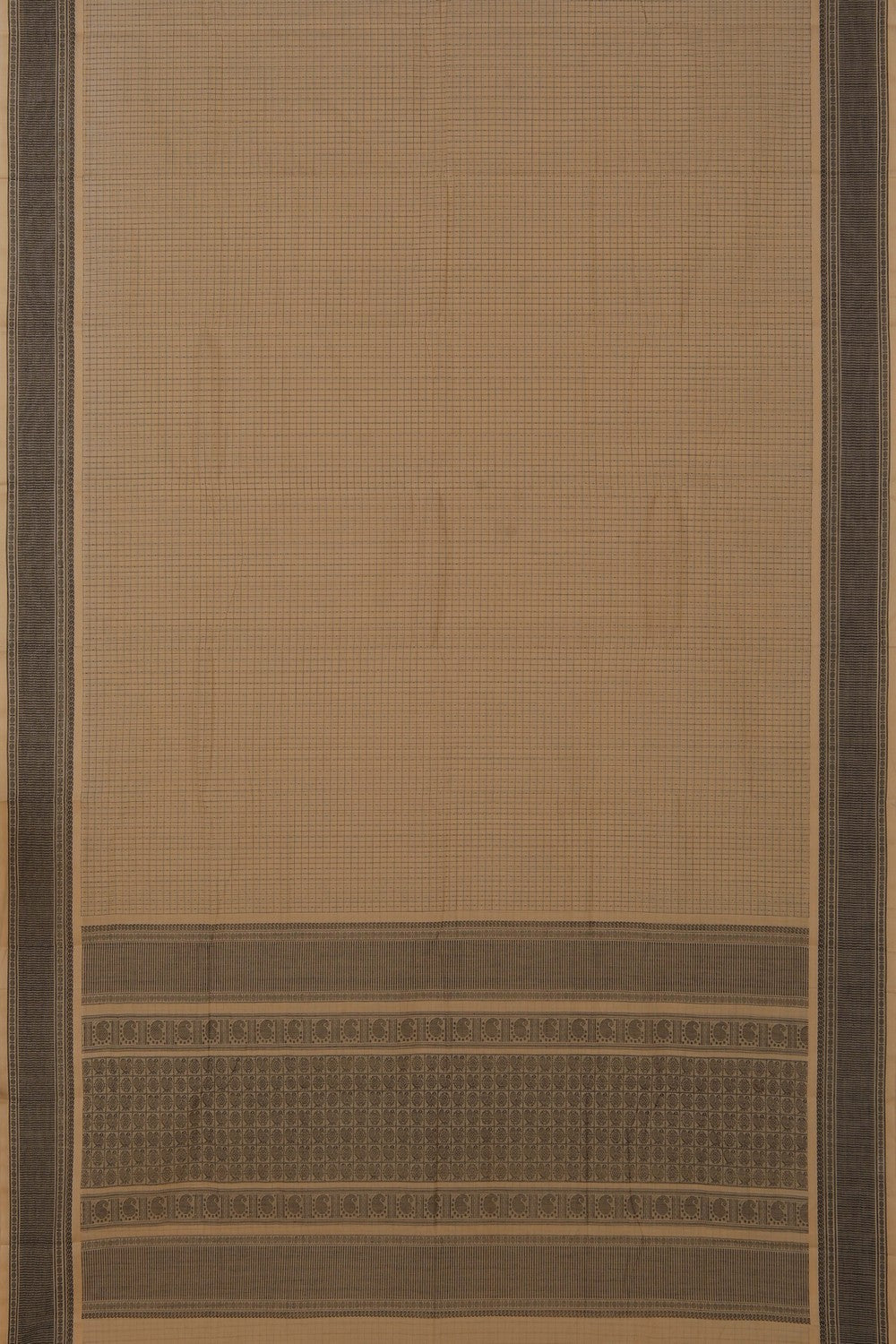 Kanchi Cotton Kattam Beige Saree