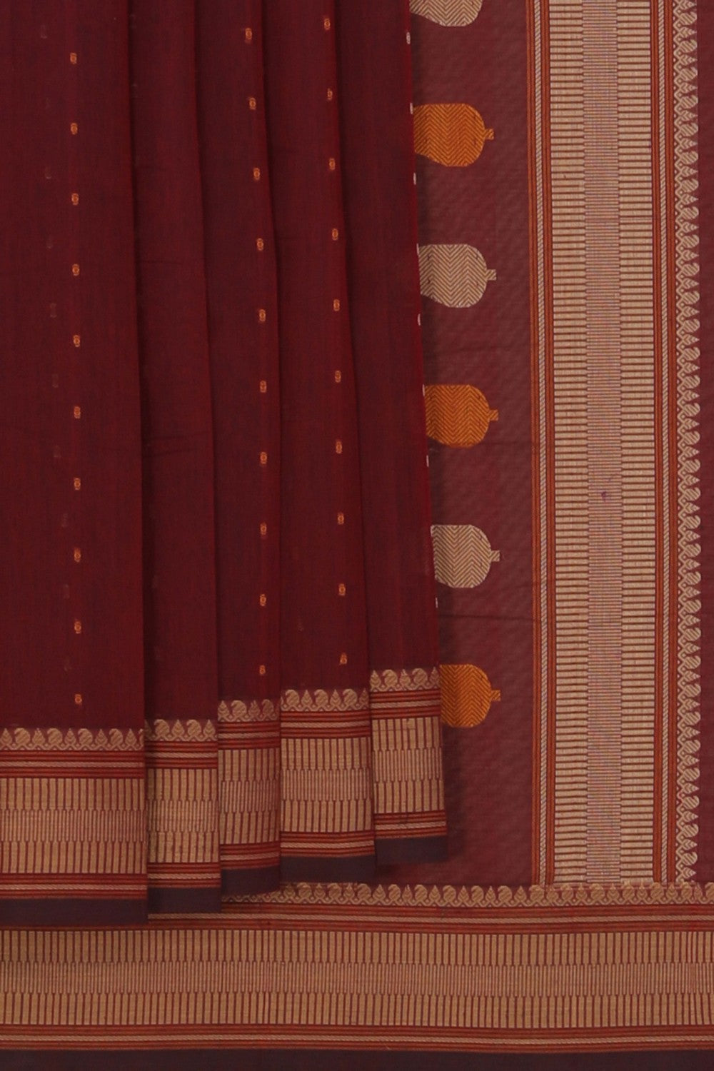 Kanchi Cotton Maroon Saree