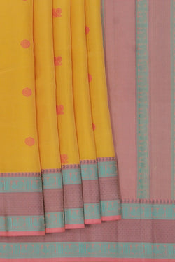 Image of Kanchipuram Silk Yellow Saree