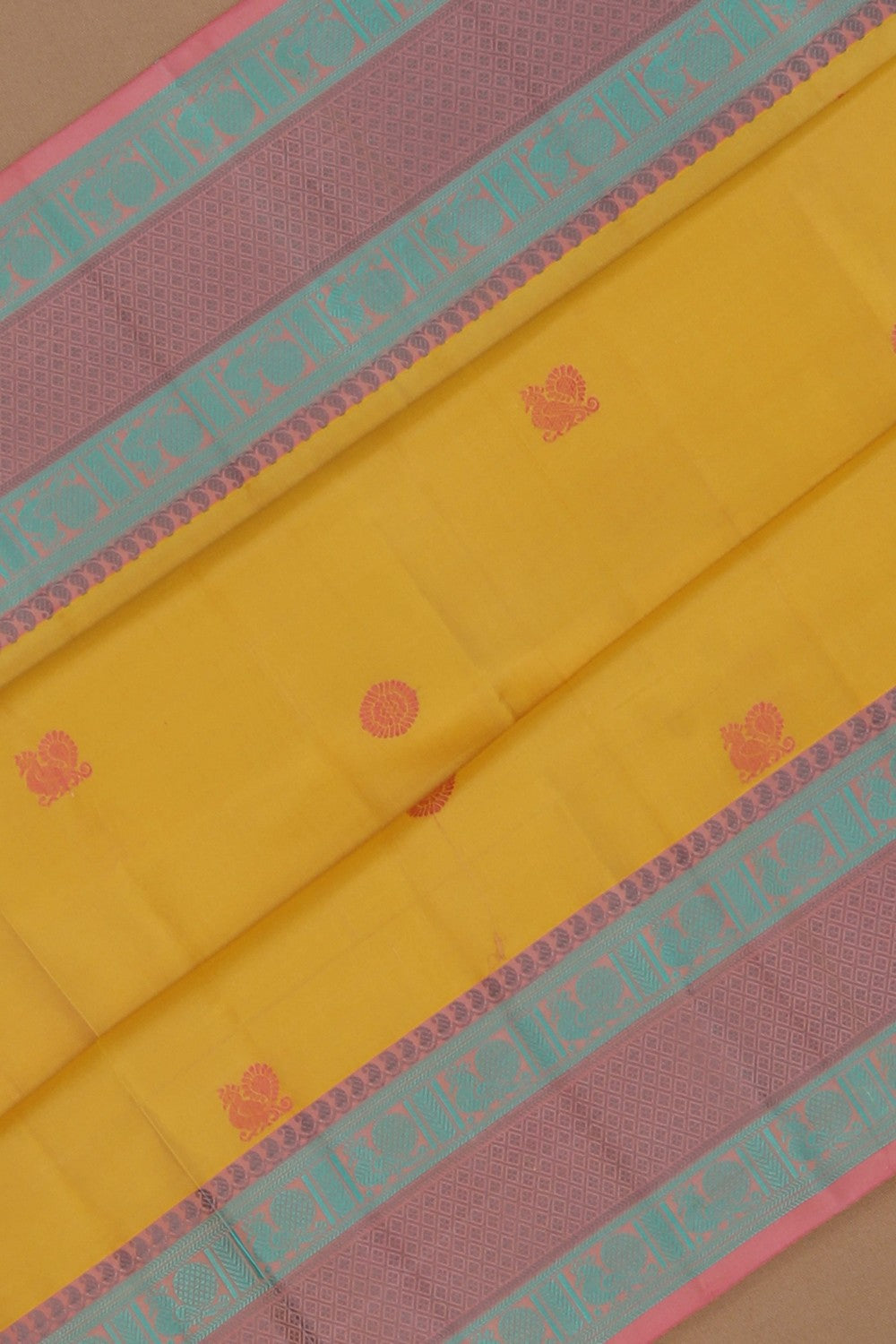 Kanchipuram Silk Yellow Saree