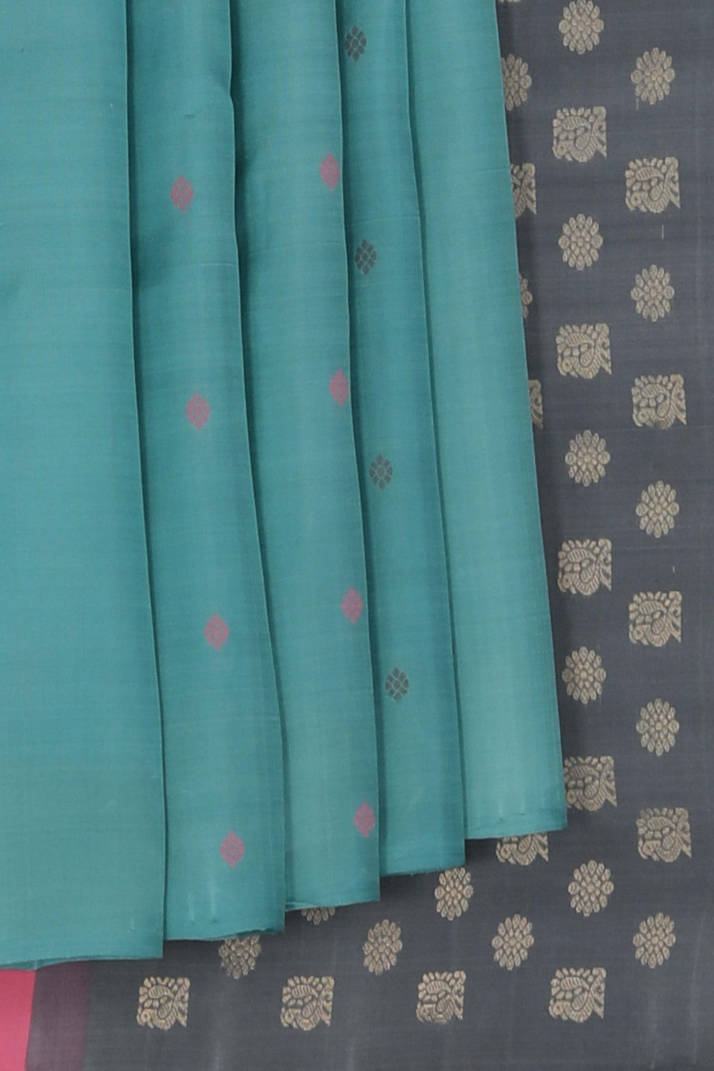 Image of Kanchipuram Silk Smoky Blue Saree