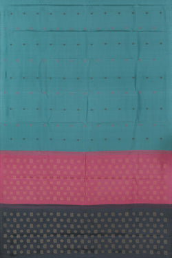 Image of Kanchipuram Silk Smoky Blue Saree