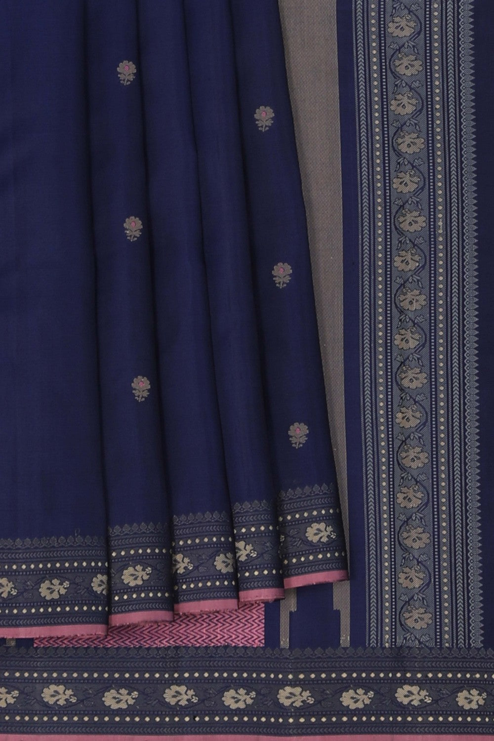 Image of Kanchipuram Silk Navy Blue Saree