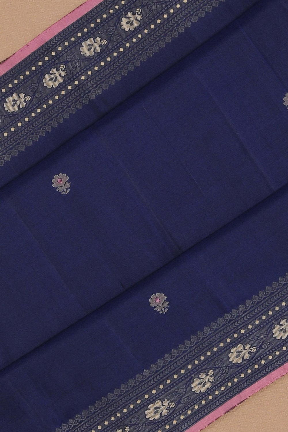 Image of Kanchipuram Silk Navy Blue Saree