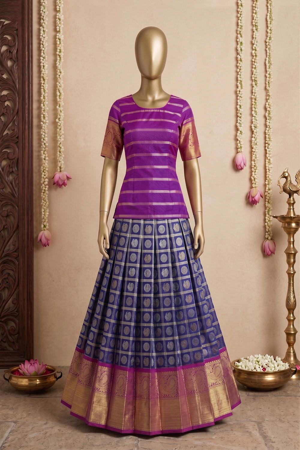 Image of Kanchipattu Pavada Unstitched Set
