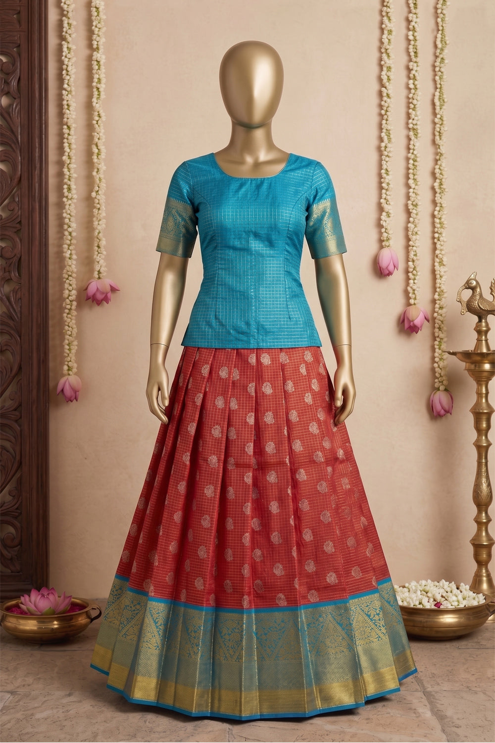 Image of Kanchipattu Pavada Unstitched Set