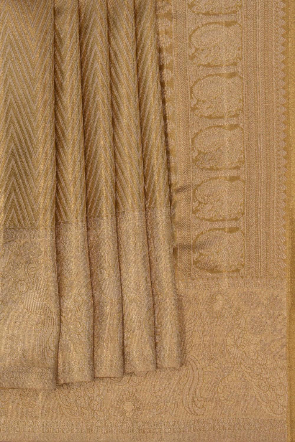 Kanchipattu Tissue Brocade Gold Saree