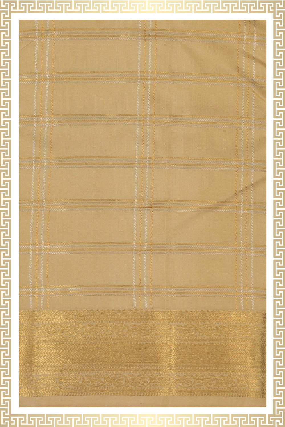 Kanchi Silk Beige Dhoti With Kanduva (8 X 4) 3PCS
