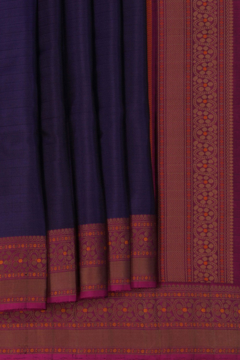 Image of Kanchipuram Silk Navy Blue Saree