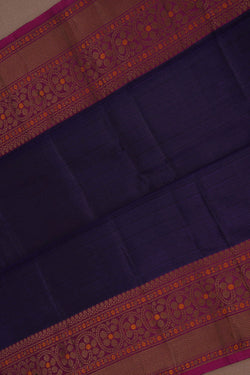 Image of Kanchipuram Silk Navy Blue Saree