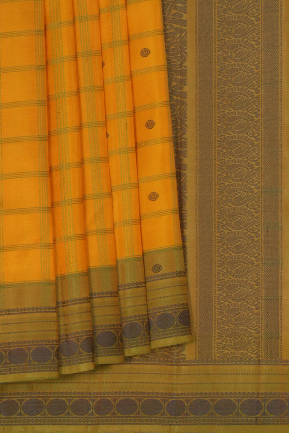 Image of Kanchipuram Silk Yellow Saree